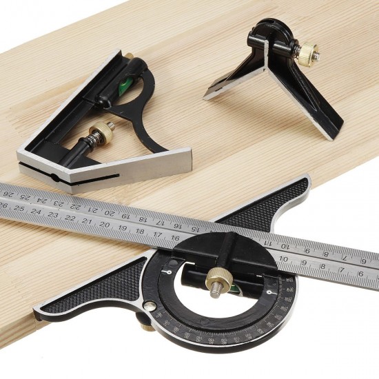 12'' 300mm Combination Square Protractor Level Measure Measuring Angle Ruler Set