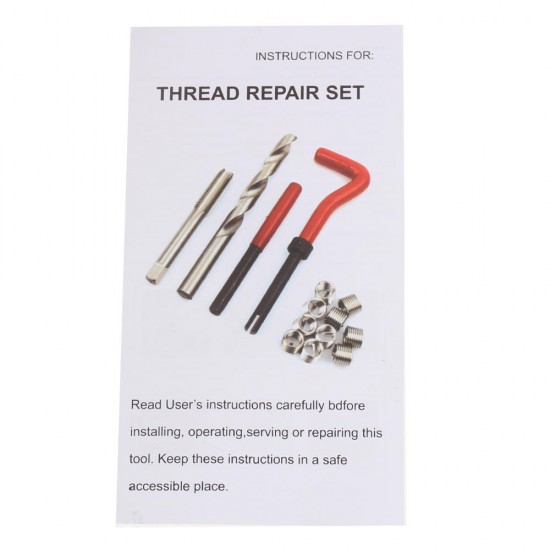 131PCS Thread Tapping Repair Tool M5X0.8X6.7mm, M6X1.0X10.8mm,M8X1.25X10.8mm, M10X1.5X13.5mm, M12X1.75X16.3mm Hand Tap Drill Set Hand Tools
