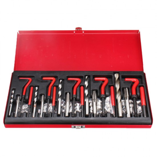 131PCS Thread Tapping Repair Tool M5X0.8X6.7mm, M6X1.0X10.8mm,M8X1.25X10.8mm, M10X1.5X13.5mm, M12X1.75X16.3mm Hand Tap Drill Set Hand Tools