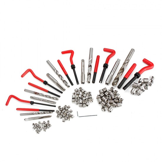 131PCS Thread Tapping Repair Tool M5X0.8X6.7mm, M6X1.0X10.8mm,M8X1.25X10.8mm, M10X1.5X13.5mm, M12X1.75X16.3mm Hand Tap Drill Set Hand Tools