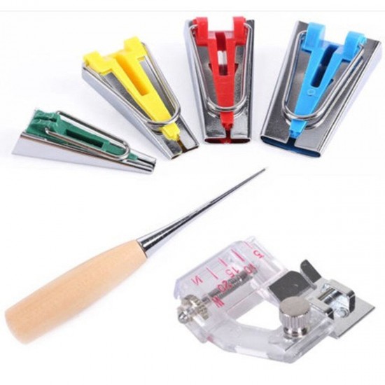 13Pcs Fusible Bias Binding Tape Maker Sewing Quilting Awl Binder Foot Tools Kit