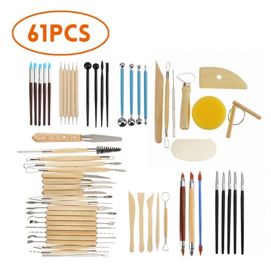 13Pcs/38Pcs/61Pcs Pottery Clay Sculpting Wax Carving Pottery Modeling Tool Set