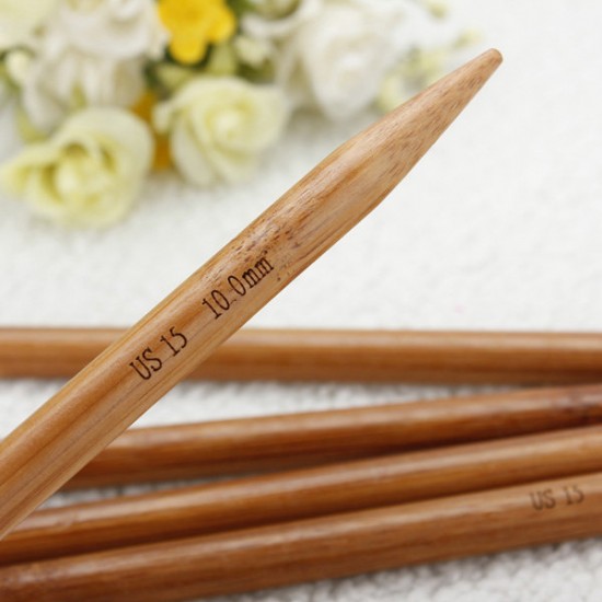 15 Sizes Bamboo Handle Carbonized Knitting Needle