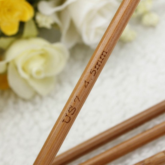 15 Sizes Bamboo Handle Carbonized Knitting Needle