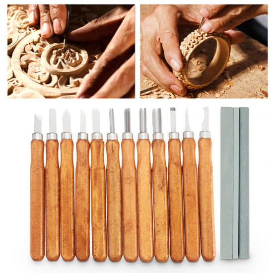 15Pcs Carbon Steel Wood Carving Tools Kit Wood Carving Chisel Set for DIY Woodworking Graver