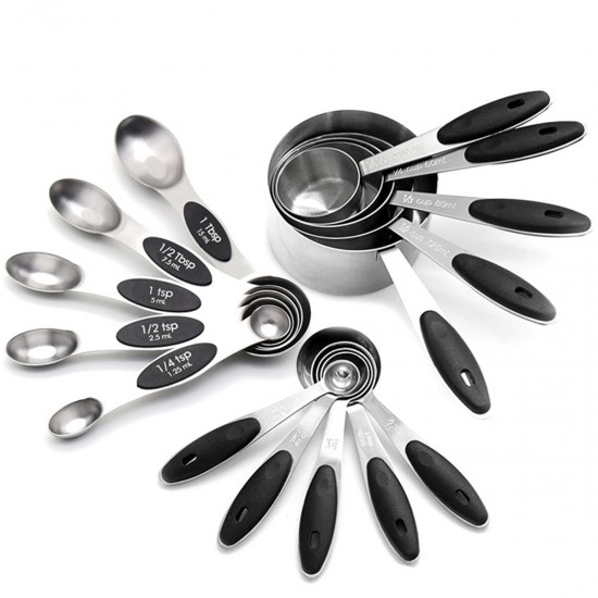 16PCS Silicone Handle Stainless Steel Measuring Cup & Magnetic Measuring Spoon 16PCS Silicone Handle Stainless Steel Measuring Cup & Magnetic Measuring Spoon