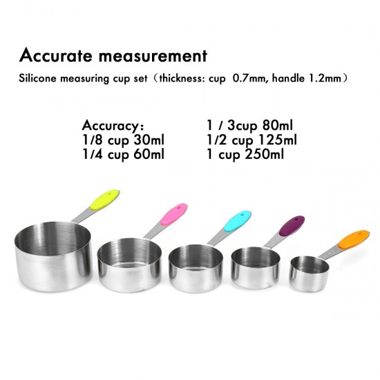 16PCS Silicone Handle Stainless Steel Measuring Cup & Magnetic Measuring Spoon