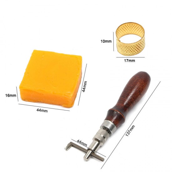 17pcs Leather Carft Hand Stitching Sewing Tool Set Kit Thread Awl Waxed Thimble