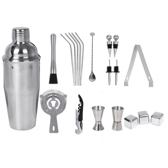 20PCS 750ml Stainless Steel Cocktail Shaker Mixer Drink Set Bartender Bar Party