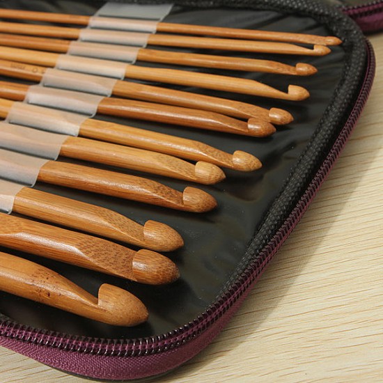 20pcs Bamboo Sewing Crochet Hooks Weave Knitting Needles