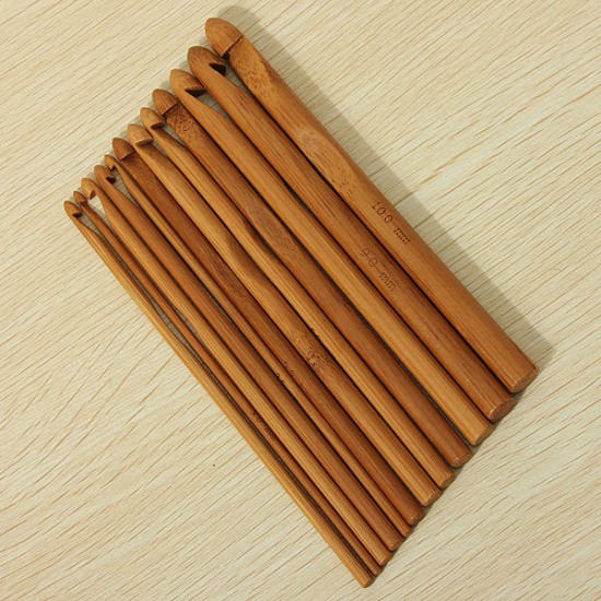 20pcs Bamboo Sewing Crochet Hooks Weave Knitting Needles