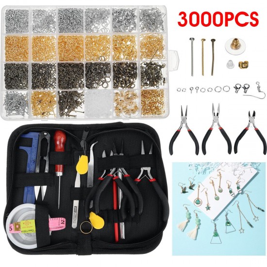 24 Grid 3000Pcs Mixed Color Repair Metal Jewelry DIY Craft Supplies Set