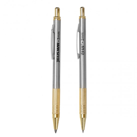 2mm/3mm Leads Mechanical Carpenters Pencils Builders Tradesman Clutch 2B Pencil+2Black Pencil Lead