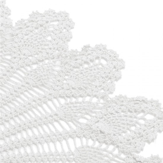 32'' Hand Crochet Round Tablecloth Runner Topper Restaurant Decoration Victorian White Cotton