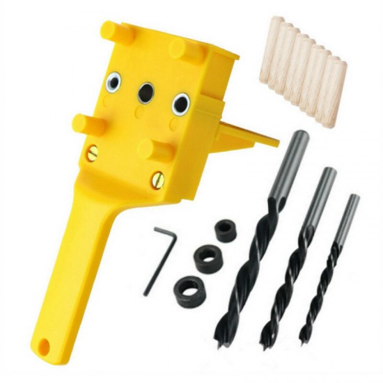 41Pcs Quick Wood Doweling Jig ABS Plastic Handheld Pocket Hole Jig System 6/8/10mm Drill Bit Hole Puncher for Carpentry Dowel Joints