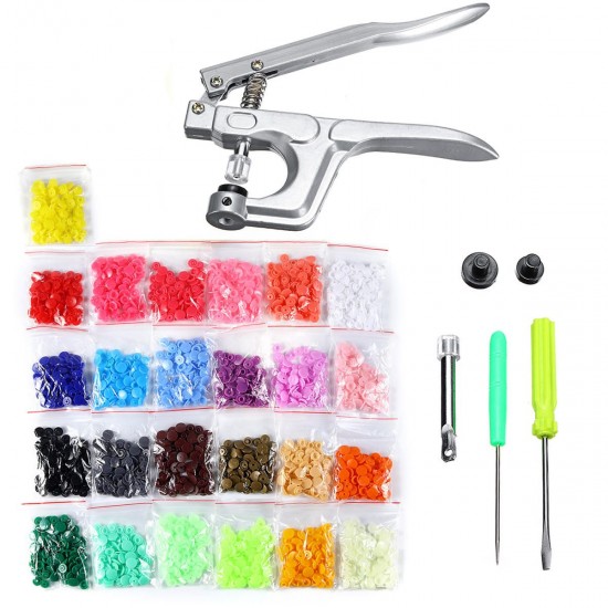 500Pcs T5 Snap Button Fastener Hand Pressure Pliers Tool + Screwdriver 500Pcs T5 Snap Button Fastener Hand Pressure Pliers Tool + Screwdriver
