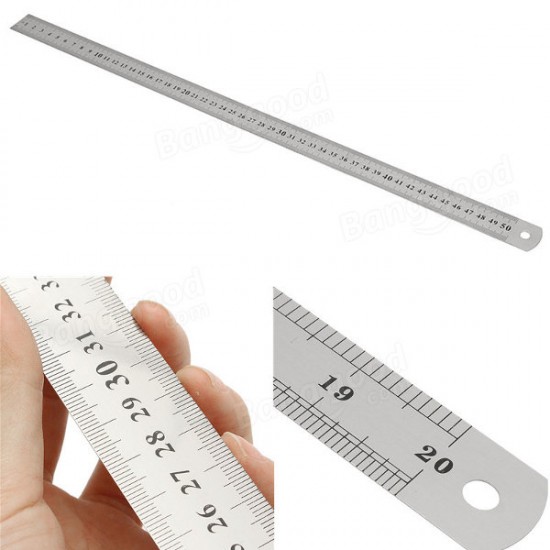 50CM Stainless Steel Double Side Scale Straight Ruler Measure Tool