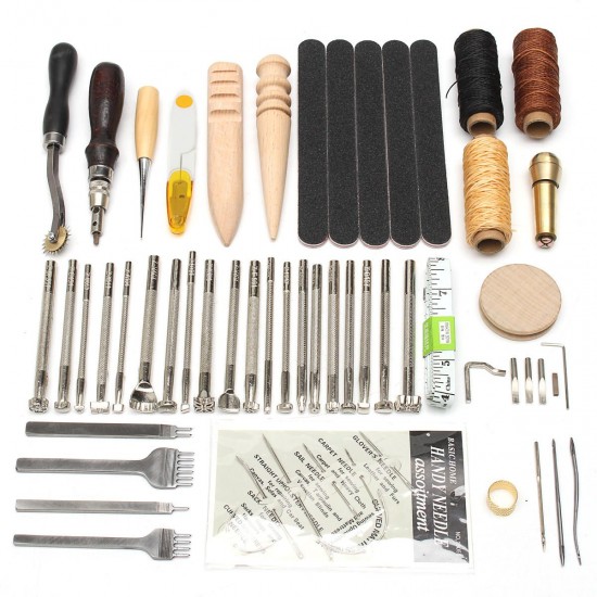 59Pcs Leather Craft Hand Tools Kit For Hand Stitching/Sewing Stamping Set 59Pcs Leather Craft Hand Tools Kit For Hand Stitching/Sewing Stamping Set