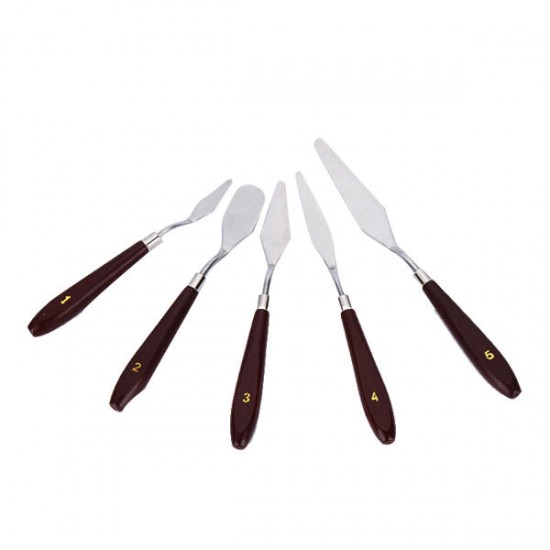 5Pcs Spatula Stainless Steel Mixing Scraper Set for Clay Pottery Cremics