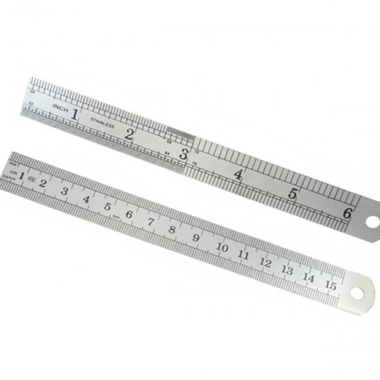 5pcs 15cm Double Side Stainless Steel Measuring Straight Ruler Metric Silver