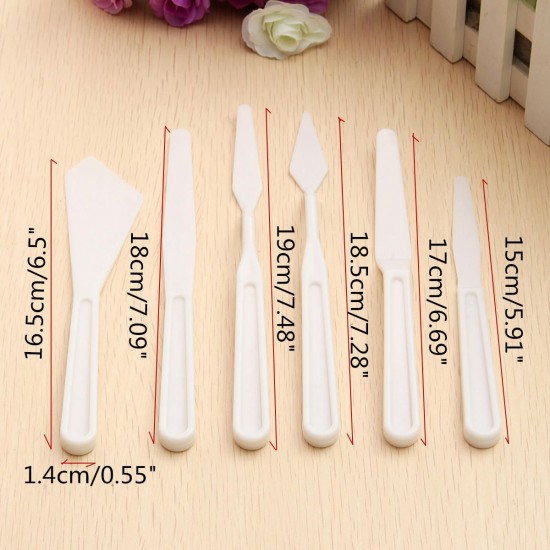 6Pcs Plastic Mixing Art Oil Painting Palette Knives Spatula Decorating Tool Set