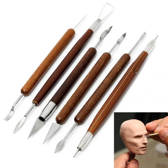 6pcs Assorted Polymer Clay Pottery Ceramics Sculpting Carving Tools Craft