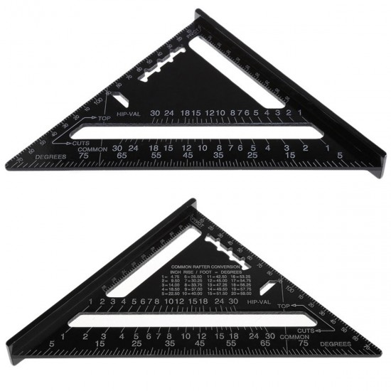 7 Inch Aluminum Triangle Ruler Speed Square Rafter Angle Miter Protractor Measuring 7 Inch Aluminum Triangle Ruler Speed Square Rafter Angle Miter Protractor Measuring