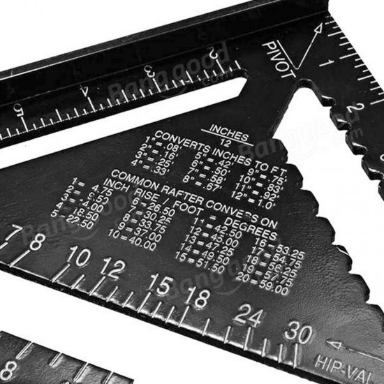 7 Inch Aluminum Triangle Ruler Speed Square Rafter Angle Miter Protractor Measuring