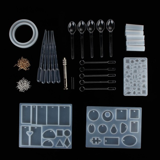 70pcs/Set DIY Craft Tools Kit Silicone Crystal Mold Making Jewelry Pendant Resin Casting 70pcs/Set DIY Craft Tools Kit Silicone Crystal Mold Making Jewelry Pendant Resin Casting