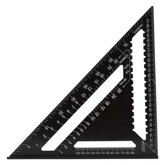 7/12inch Woodworking Triangle Ruler Angle Carpentry Measuring Tool Aluminium