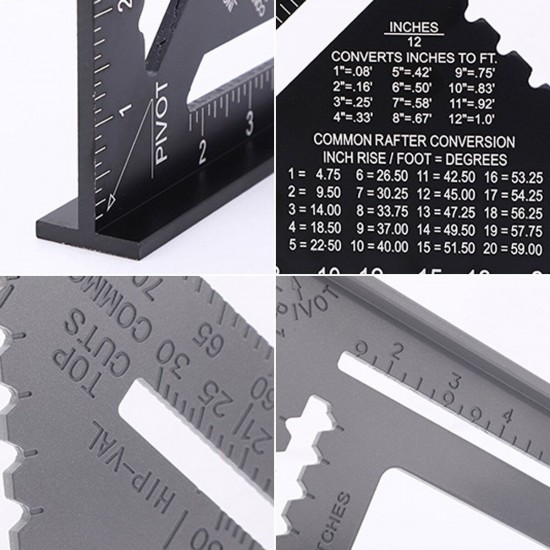 7''12'' Aluminum Alloy Triangle Ruler Metric Imperial Meter Square Protractor Line Ruler 7''12'' Aluminum Alloy Triangle Ruler Metric Imperial Meter Square Protractor Line Ruler