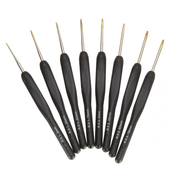 8 Bagging Sweater Needle Knitting Tools 1.0 / 1.25 / 1.5 / 1.75 / 2.0 / 2.25 / 2.5 / 2.75mm Fine Soft Handle Crochet Black Imitation Crochet