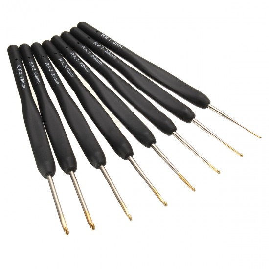 8 Bagging Sweater Needle Knitting Tools 1.0 / 1.25 / 1.5 / 1.75 / 2.0 / 2.25 / 2.5 / 2.75mm Fine Soft Handle Crochet Black Imitation Crochet