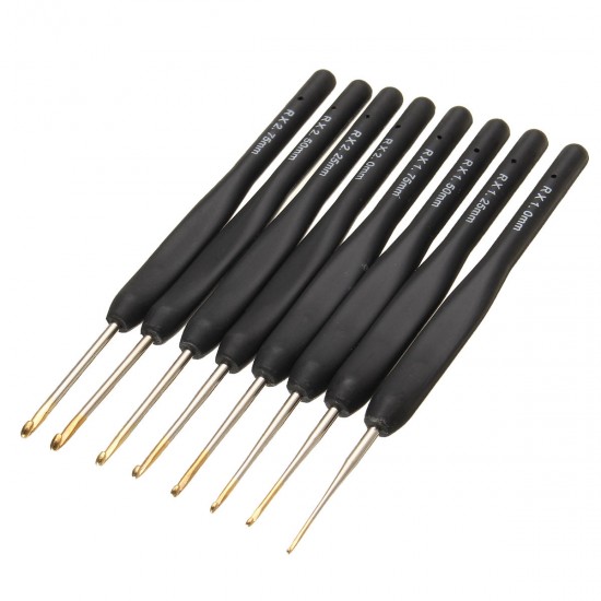 8 Bagging Sweater Needle Knitting Tools 1.0 / 1.25 / 1.5 / 1.75 / 2.0 / 2.25 / 2.5 / 2.75mm Fine Soft Handle Crochet Black Imitation Crochet