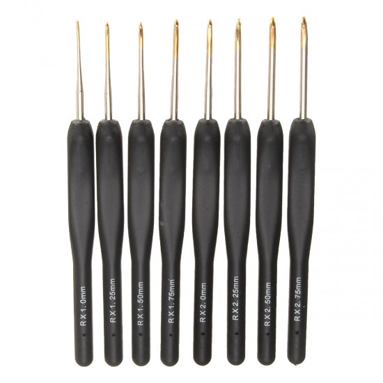 8 Bagging Sweater Needle Knitting Tools 1.0 / 1.25 / 1.5 / 1.75 / 2.0 / 2.25 / 2.5 / 2.75mm Fine Soft Handle Crochet Black Imitation Crochet