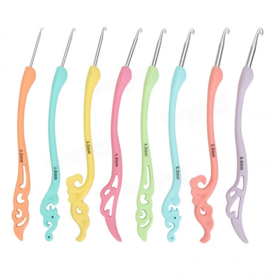 8PCS Aluminum Soft Handle Needles Knit Weave Craft Yarn Crochet Hooks Set 8PCS Aluminum Soft Handle Needles Knit Weave Craft Yarn Crochet Hooks Set