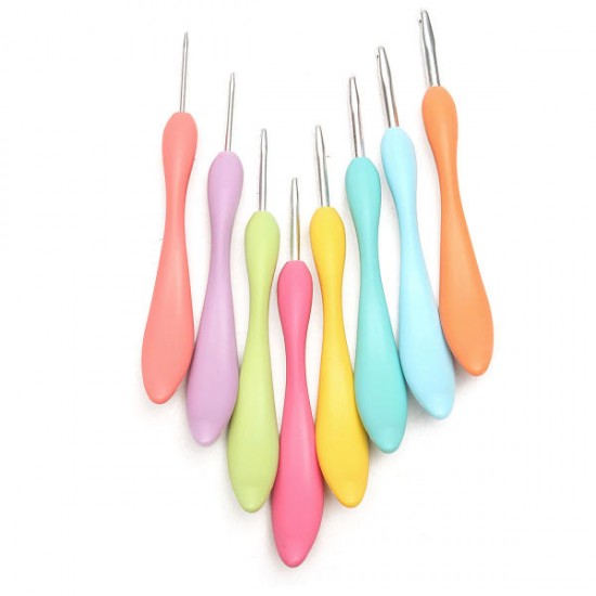8Pcs Soft Plastic Handle Aluminum Crochet Hooks Knitting Needles Yarn Crochet Tool 8Pcs Soft Plastic Handle Aluminum Crochet Hooks Knitting Needles Yarn Crochet Tool