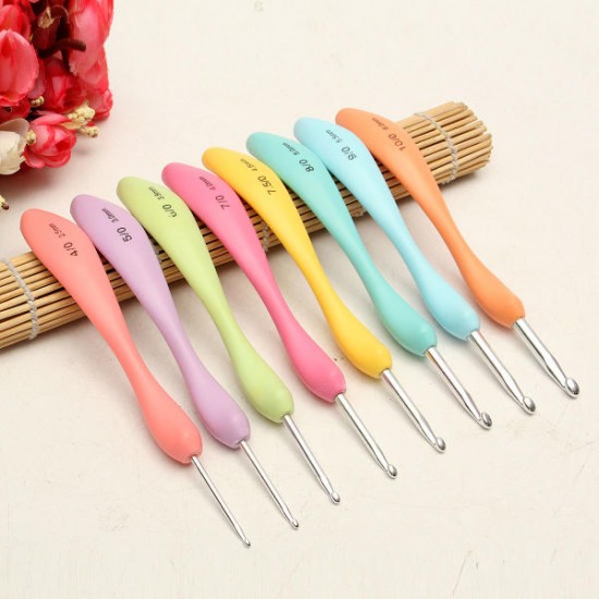 8Pcs Soft Plastic Handle Aluminum Crochet Hooks Knitting Needles Yarn Crochet Tool 8Pcs Soft Plastic Handle Aluminum Crochet Hooks Knitting Needles Yarn Crochet Tool
