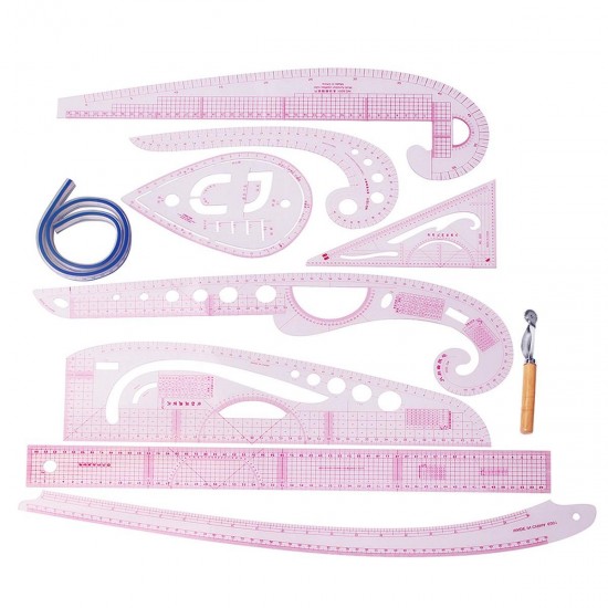 9 Style French Curve Sewing Tool Sew Drawing Template Ruler Kit for Dressmaking Tailoring Designing