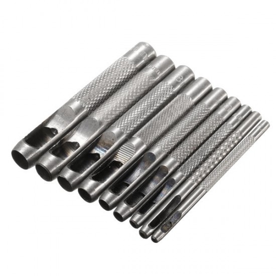 9Pcs 90mm Carbon Steel 9-Shaped Hole Punch Craft Leather DIY Tool 9Pcs 90mm Carbon Steel 9-Shaped Hole Punch Craft Leather DIY Tool
