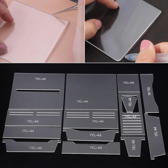 Acrylic Pattern Stencil Template Handmade Leather Craft Tool DIY Acrylic Stencil Set For Long Wallet