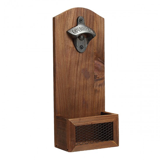 Beer Bottle Opener Drink Cap Catcher Wooden Iron Wall Mounted Rustic Bar Decoration Beer Bottle Opener Drink Cap Catcher Wooden Iron Wall Mounted Rustic Bar Decoration
