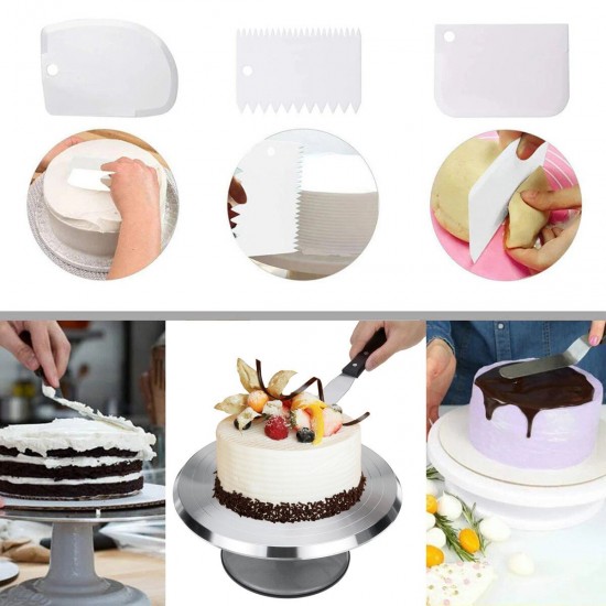 Cake Turntable Aluminum Cake Revolving Stand Holder Cake Baking Decor Tools Set
