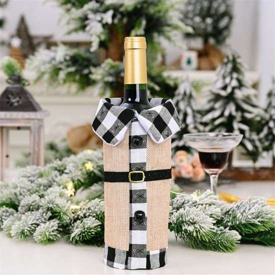 Christmas Sweater Winee Bottle Clothes Collar & Button Coat Design Decorative Bottle Sleeve Winee Bottle Sweater For Christmas Gifts Xmas Party Decorations