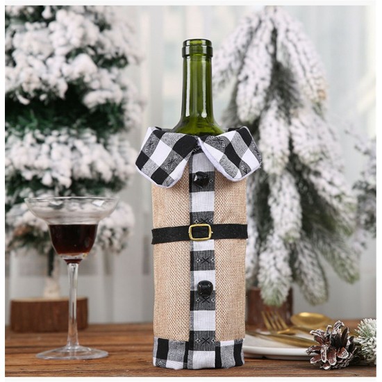 Christmas Sweater Winee Bottle Clothes Collar & Button Coat Design Decorative Bottle Sleeve Winee Bottle Sweater For Christmas Gifts Xmas Party Decorations