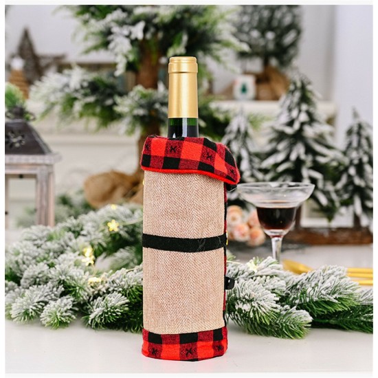 Christmas Sweater Winee Bottle Clothes Collar & Button Coat Design Decorative Bottle Sleeve Winee Bottle Sweater For Christmas Gifts Xmas Party Decorations