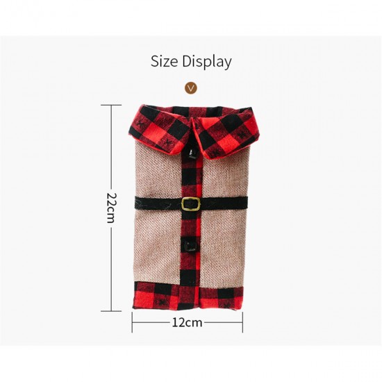 Christmas Sweater Winee Bottle Clothes Collar & Button Coat Design Decorative Bottle Sleeve Winee Bottle Sweater For Christmas Gifts Xmas Party Decorations