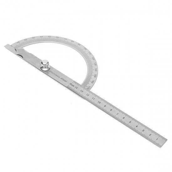 Detachable Stainless Steel Round Head Rotary Protractor Angle Ruler Measuring