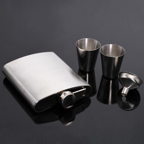 Hip Flask Shot Glasses Gift Set Stainless Steel For Jim Beam Jack Daniels Funnel Tool