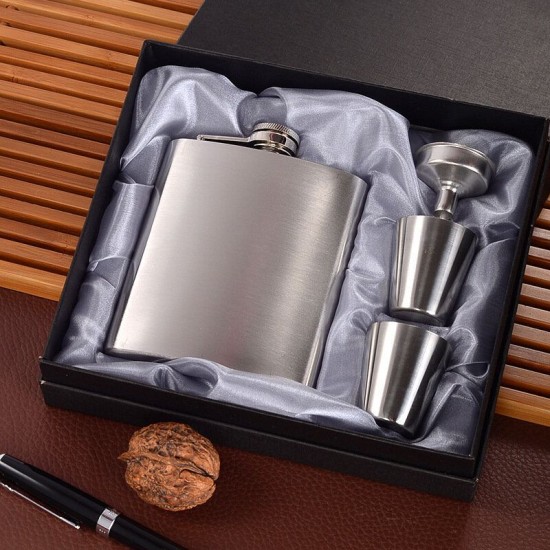 Hip Flask Shot Glasses Gift Set Stainless Steel For Jim Beam Jack Daniels Funnel Tool